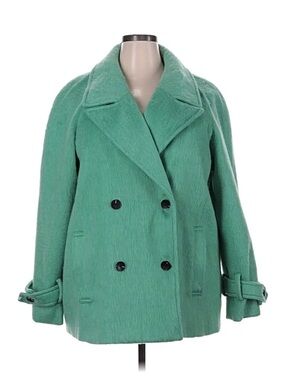 Avec les Filles Ranglin fuzzy sleeve pea coat in breeze large